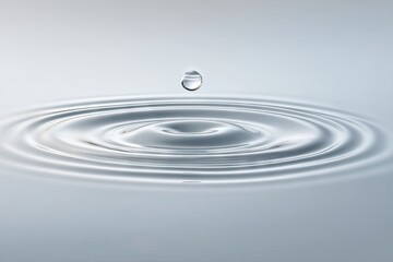 Single water droplet impacting a still surface, creating concentric ripples