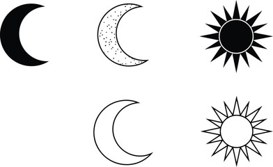 Celestial icons sun moon phases