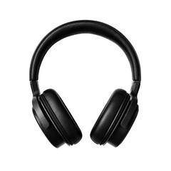 Fototapeta premium Overhead view of black headphones