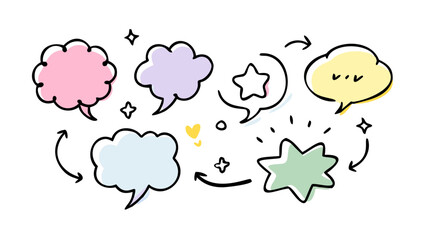 Colorful cartoon speech bubbles dialogue communication