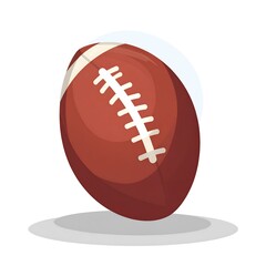 A stylized illustration of a classic American football, showcasing its distinctive stitching and shape.