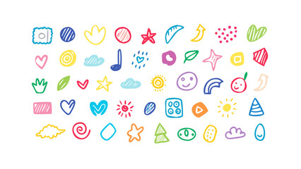 Colorful Doodle Icons Collection hand-drawn shapes