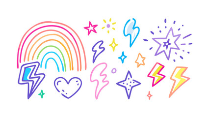 Colorful Hand Drawn Icons rainbow stars