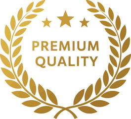 Golden laurel wreath premium quality award emblem