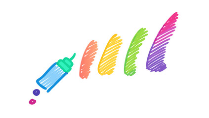 Colorful marker strokes with brush paint