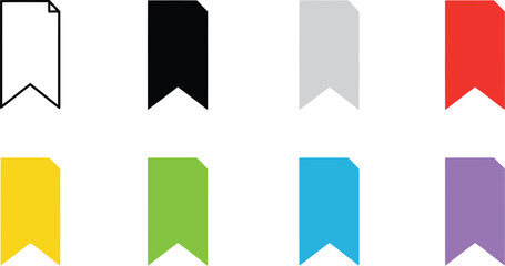 Colorful bookmark icons set