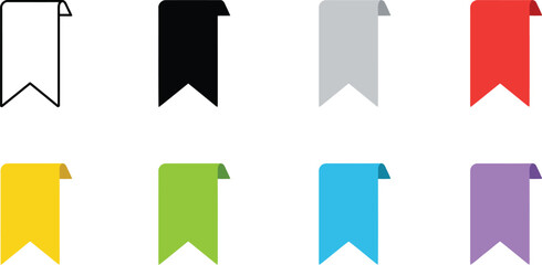 Colorful bookmark icons set