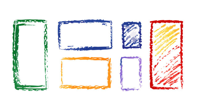 Colorful sketchy crayon borders frame