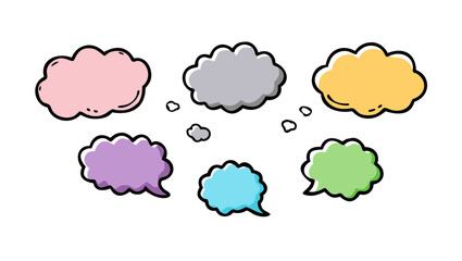 Colorful speech bubbles with subtle shadows thought bubbles