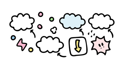 Comic style speech bubbles and elements thought bubble