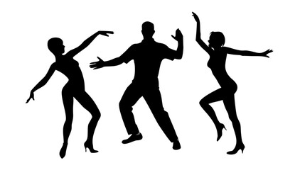 Couple dancing silhouettes in various poses dancers