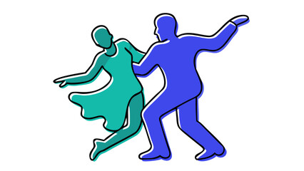 Dancing couple in blue and teal people