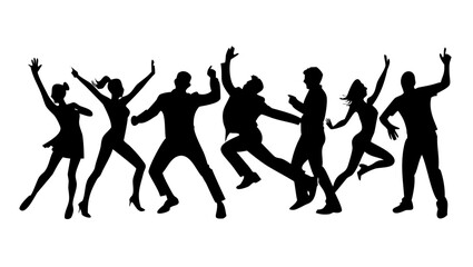 Energetic male dancers in dynamic poses silhouette