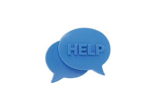Isolated assistance 3D rendering of speech bubbles showing help for business online users