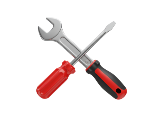 Isolated crossed wrench and screwdriver for mechanical repairs and maintenance equipment - Powered by Adobe
