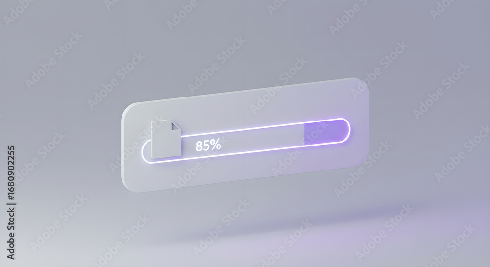 Aufkleber digital file with 85 percent complete loading bar. online data transfer progress concept for network