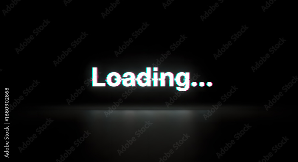 Aufkleber the word loading with glitch effect. internet slow speed or waiting for content to load. technology 