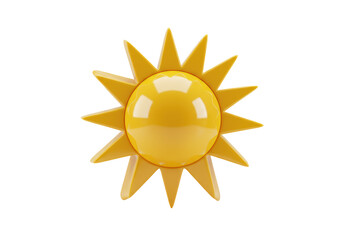Isolated sun symbol with sunlight, warm weather, hot temperature in a 3D rendering design