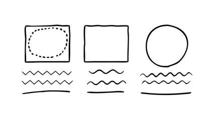 Hand with dashed circles and wavy borders silhouette