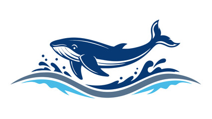 Majestic blue whale breaching ocean waves water