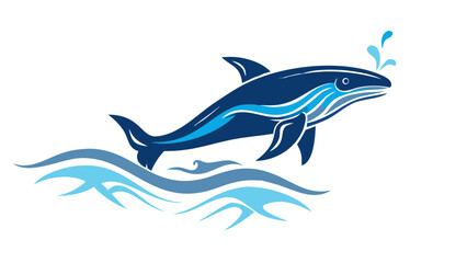 Majestic blue whale breaching ocean waves water