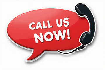 Compelling Call Us Now Graphic with Red Speech Bubble and Phone Icon for Instant Communication Solutions
