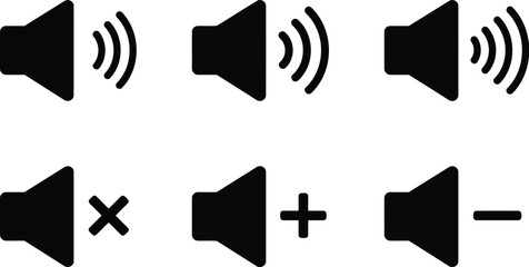 Volume control icons mute low high max sound © Nurul's Studio