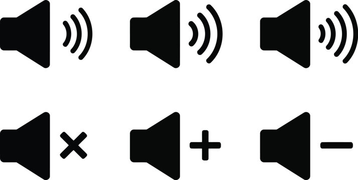 Volume control icons mute low high max sound