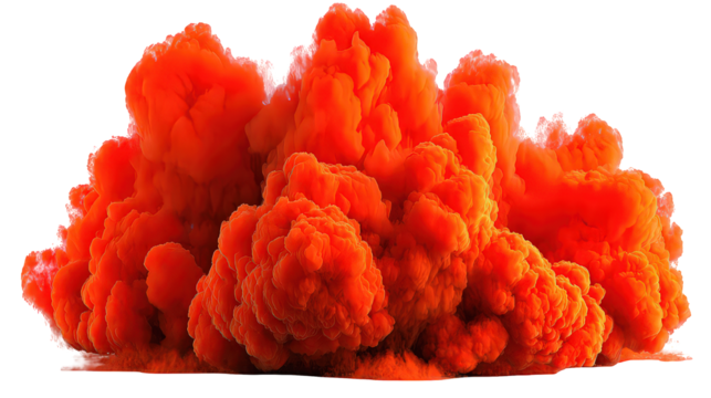 Abstract Orange Smoke Explosion on Transparent Background