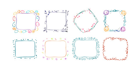 Pastel doodle frames with playful designs borders doodles