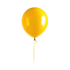 Single, vibrant yellow balloon against a black background.  Smooth, glossy surface.  Tied string