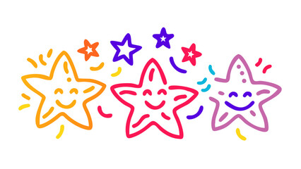Playful smiling stars with colorful confetti vector