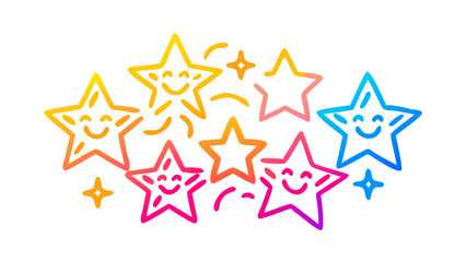 Obraz premium Playful smiling stars with gradient colors cartoon