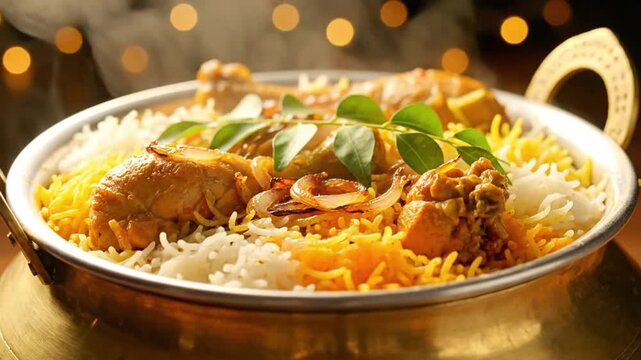 Delicious indian chicken biryani traditional spice meal