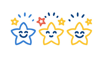 Smiling stars with playful sparks happy vibrant