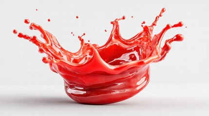 A striking capture of a red liquid splash frozen in mid-air, creating a dynamic visual.