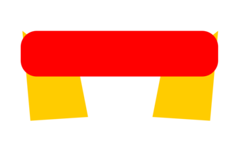 Red and yellow ribbon banner design for sale tags, promotional labels, decorative headers, and poster highlights