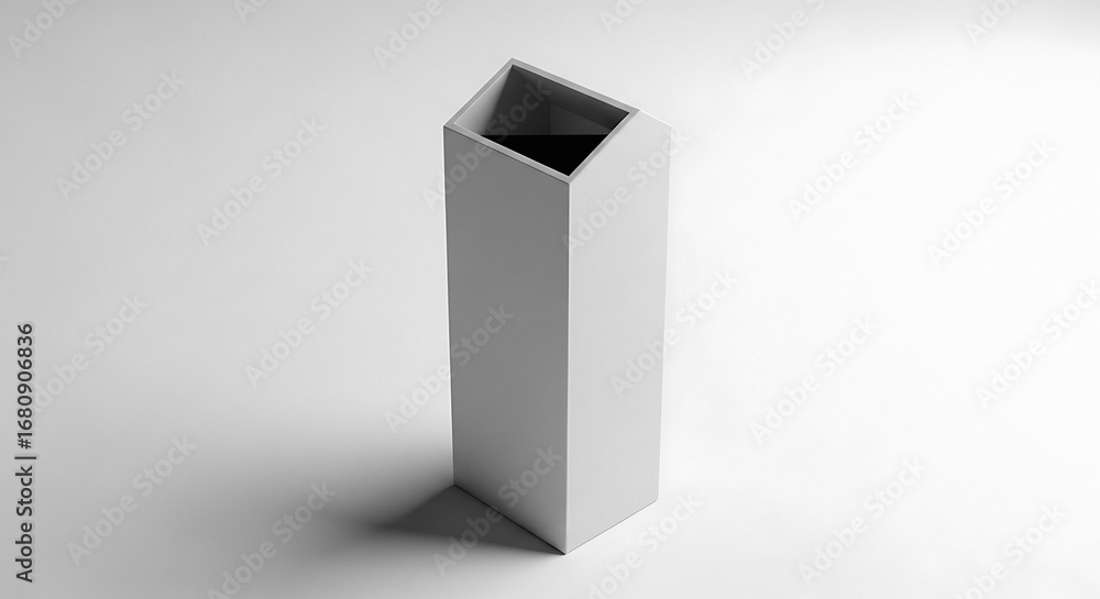 Poster minimalist modern geometric white vase with sharp angled opening on a clean white background with su