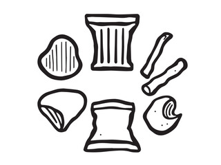 Potato chips Line Art Illustration