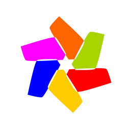 Colorful abstract star shape design with geometric blocks for logo, icon, poster, branding, and...