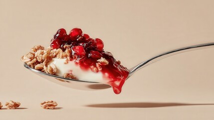 Close-Up of Berry Yogurt Parfait with Granola