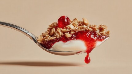 Close-Up of Berry Yogurt Parfait with Granola
