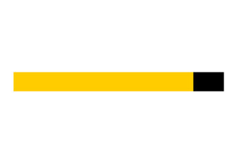 Yellow horizontal bar with black square end for infographic design, progress loading bar, timeline...