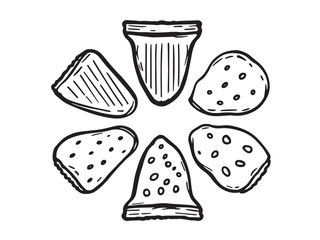 Potato chips Line Art Illustration