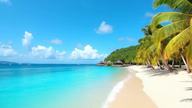 Tropical sand beach and blue ocean in Lembongan, Bali