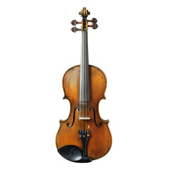 Fototapeta premium Aged violin, vertical shot, showing rich wood grain and wear