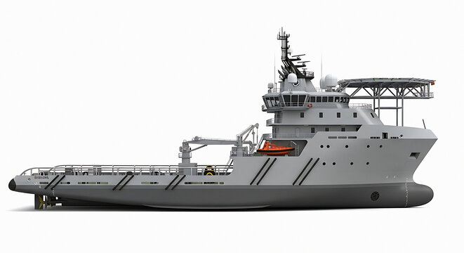 Modern offshore support vessel with helicopter deck and advanced equipment ready for demanding maritime operations and exploration