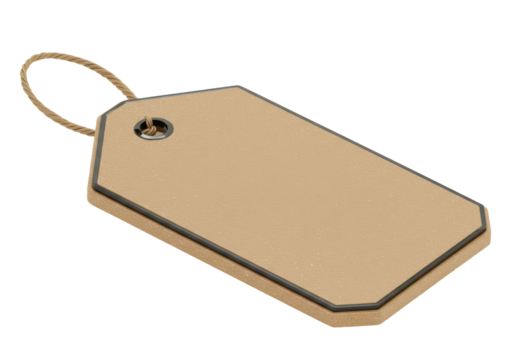 Isolated blank beige tag with string – simple vintage label for retail or price concept