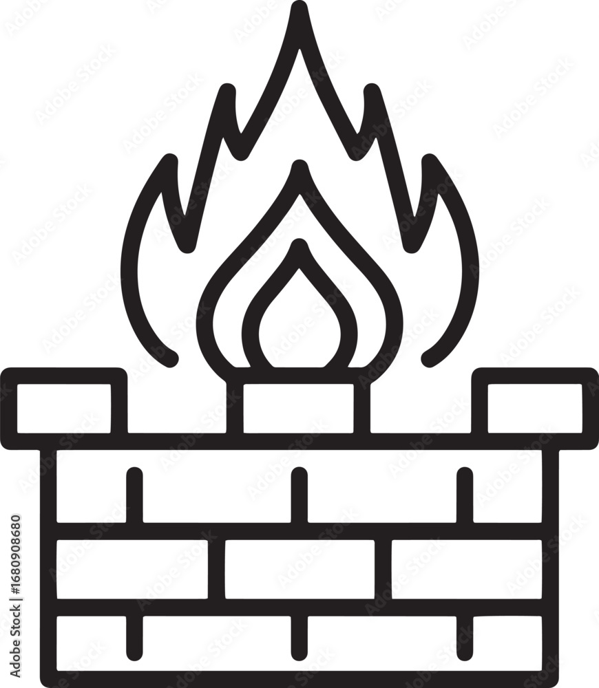 Poster firewall icon symbolizing data security protection and network defense concepts silhouette