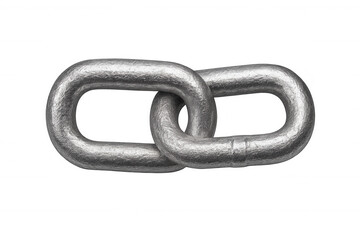 Obraz premium Close-up of two sturdy, interlocking metal chain links, showcasing strength and connection against a transparent background